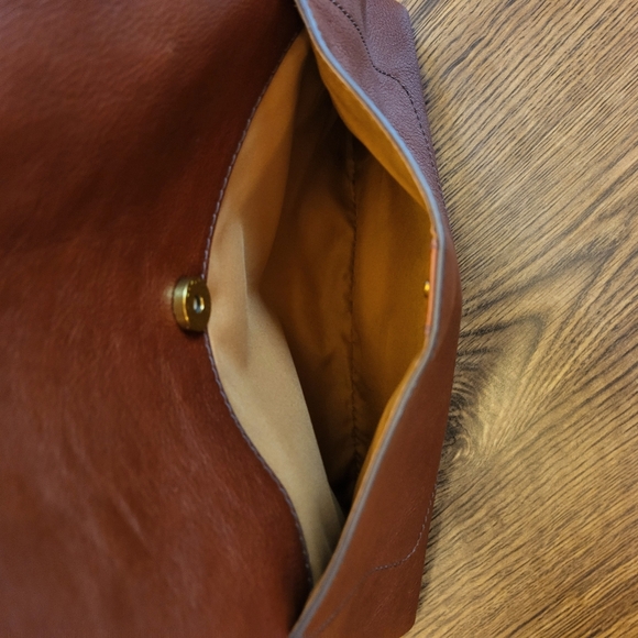 Fossil Leather Bucket Shoulder Bag Purse Medium Brown Zip Closure - Picture 7 of 15